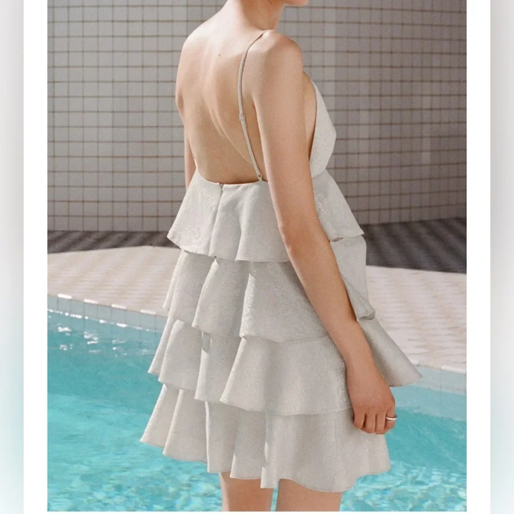 Zara RUFFLED SHORT DRESS - Picture 1 of 3
